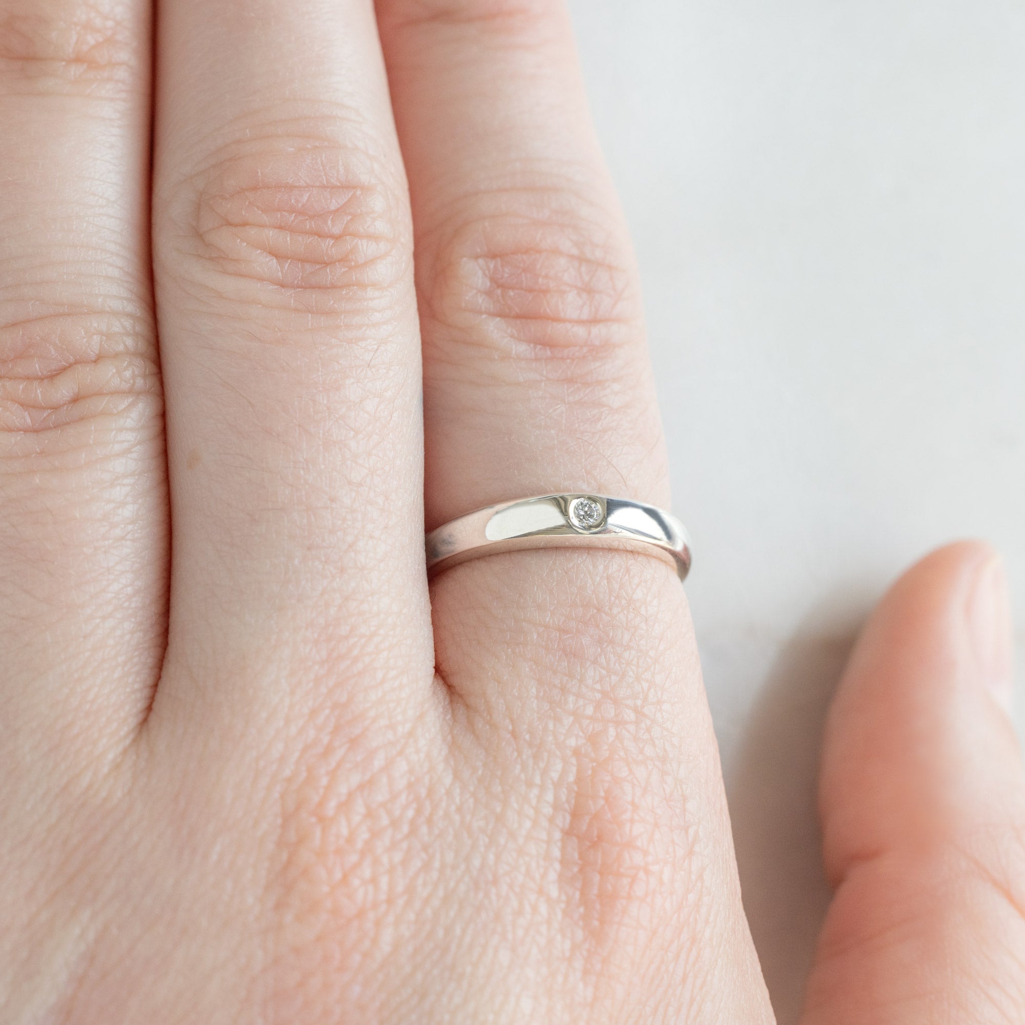 Alexis Russell  Rings Diamond Domed Stacking Ring | Sterling Silver