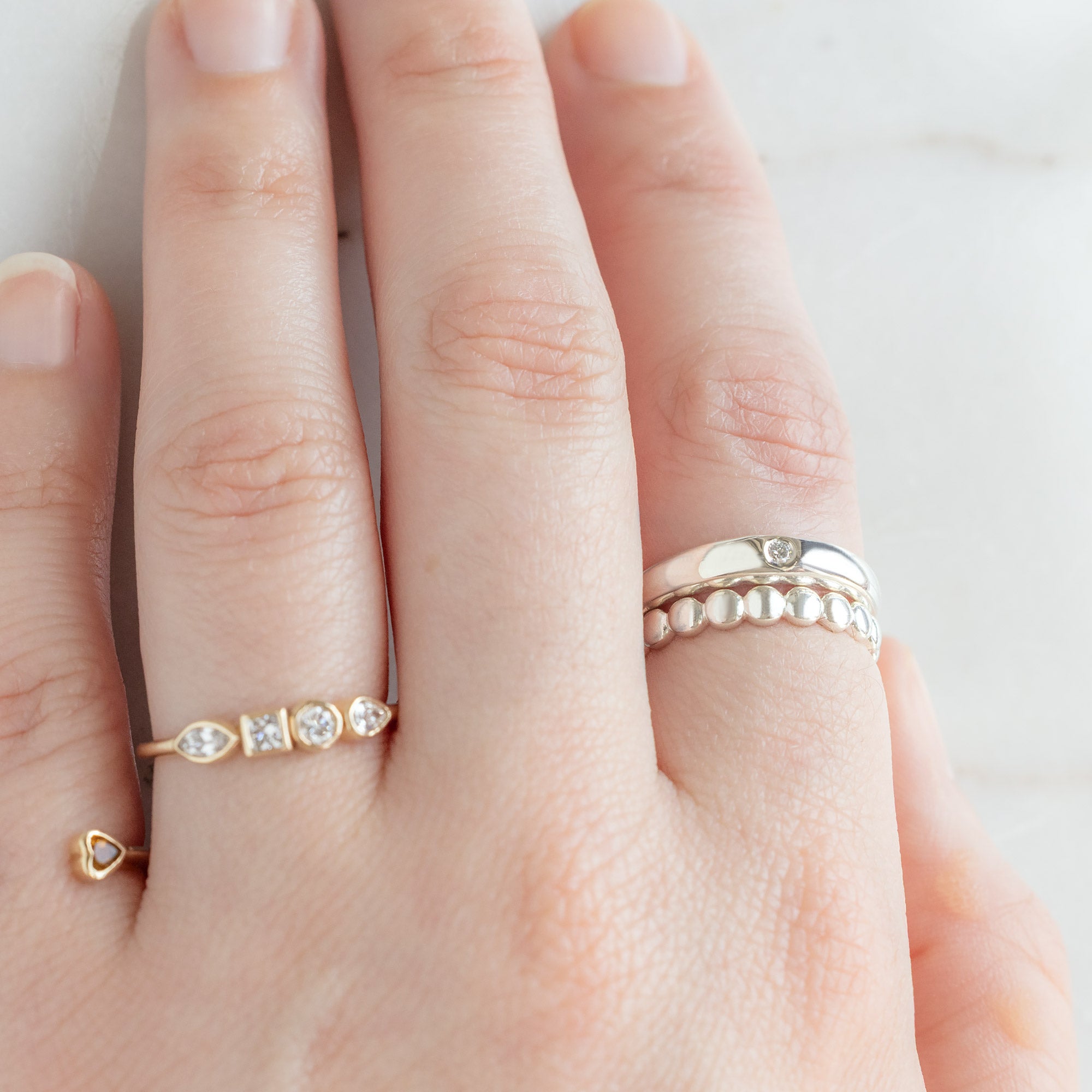 Alexis Russell  Rings Diamond Domed Stacking Ring | Sterling Silver