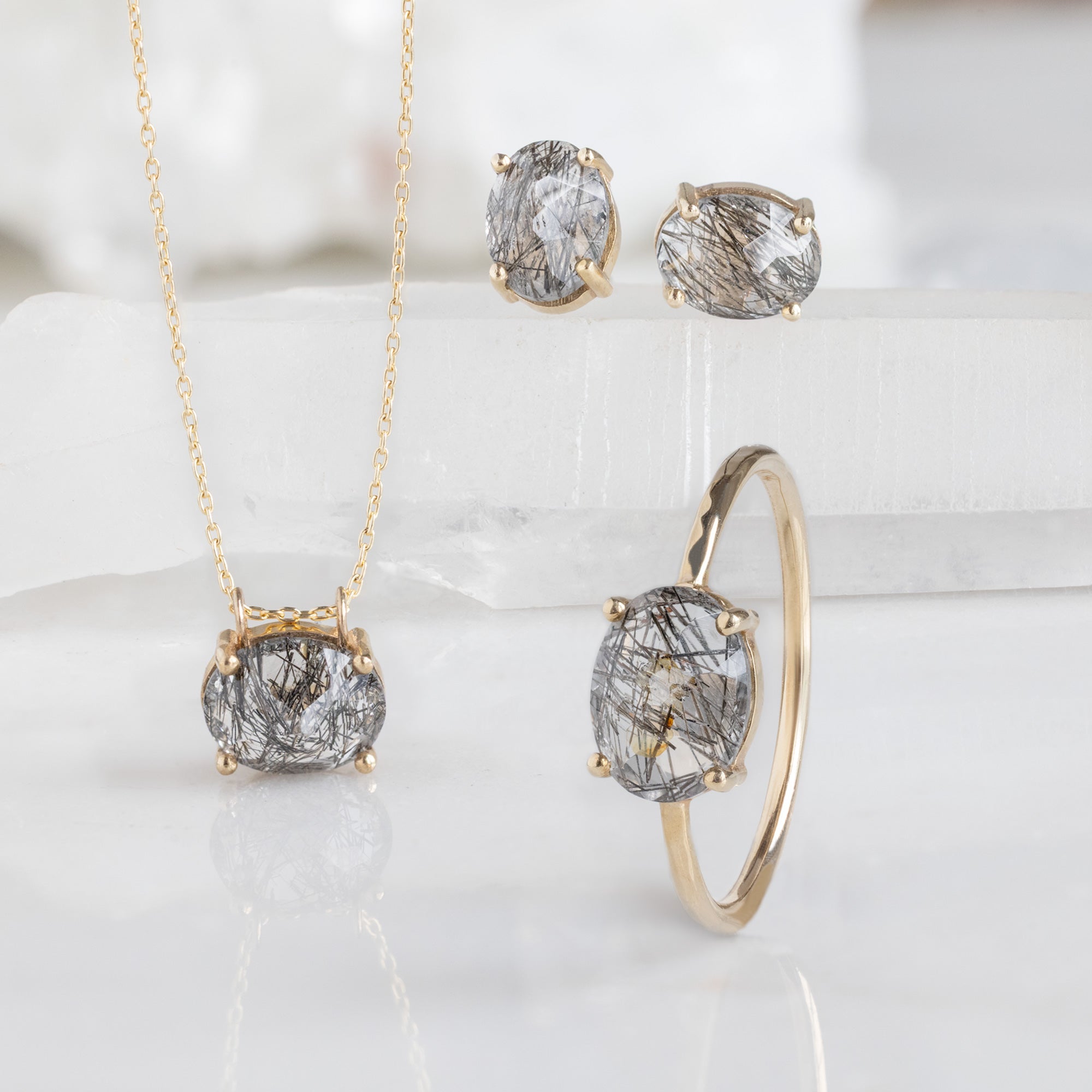 Alexis Russell Jewelry Sets The Tourmaline in Quartz Set | Yellow, Rose, White or Sterling Silver