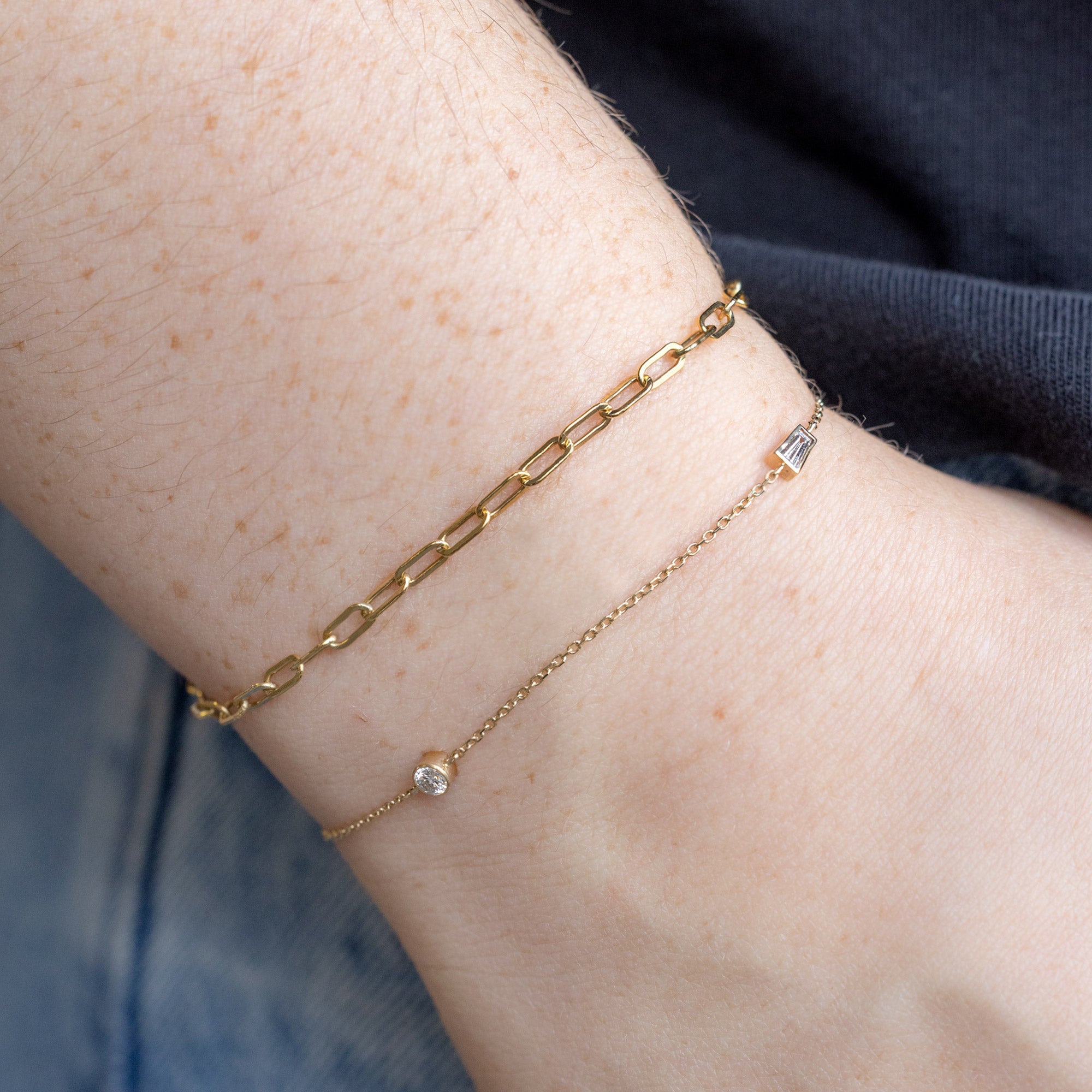 The Petite Bracelet Set in Yellow Gold on Model