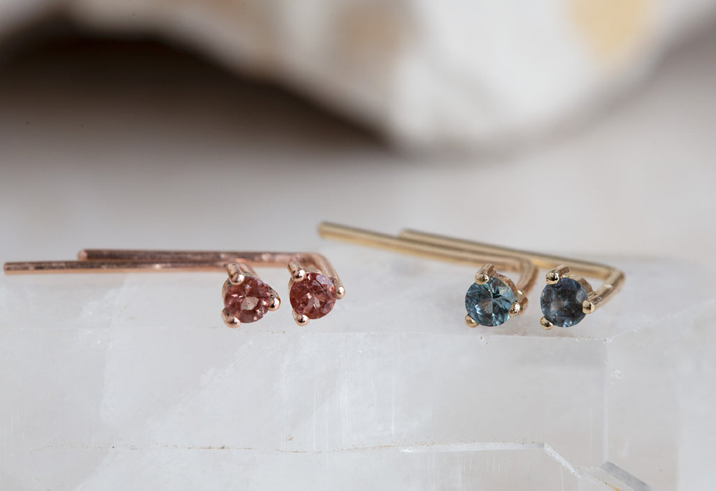 Gemstone Staple Thread Earrings