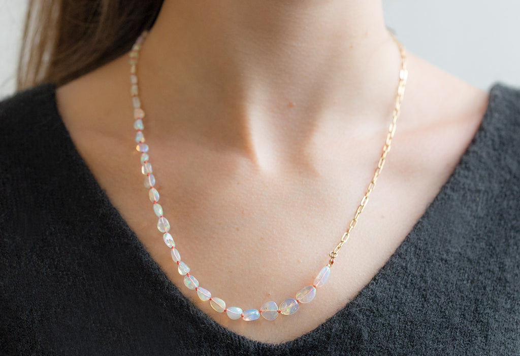 Knotted Opal Necklace on Model
