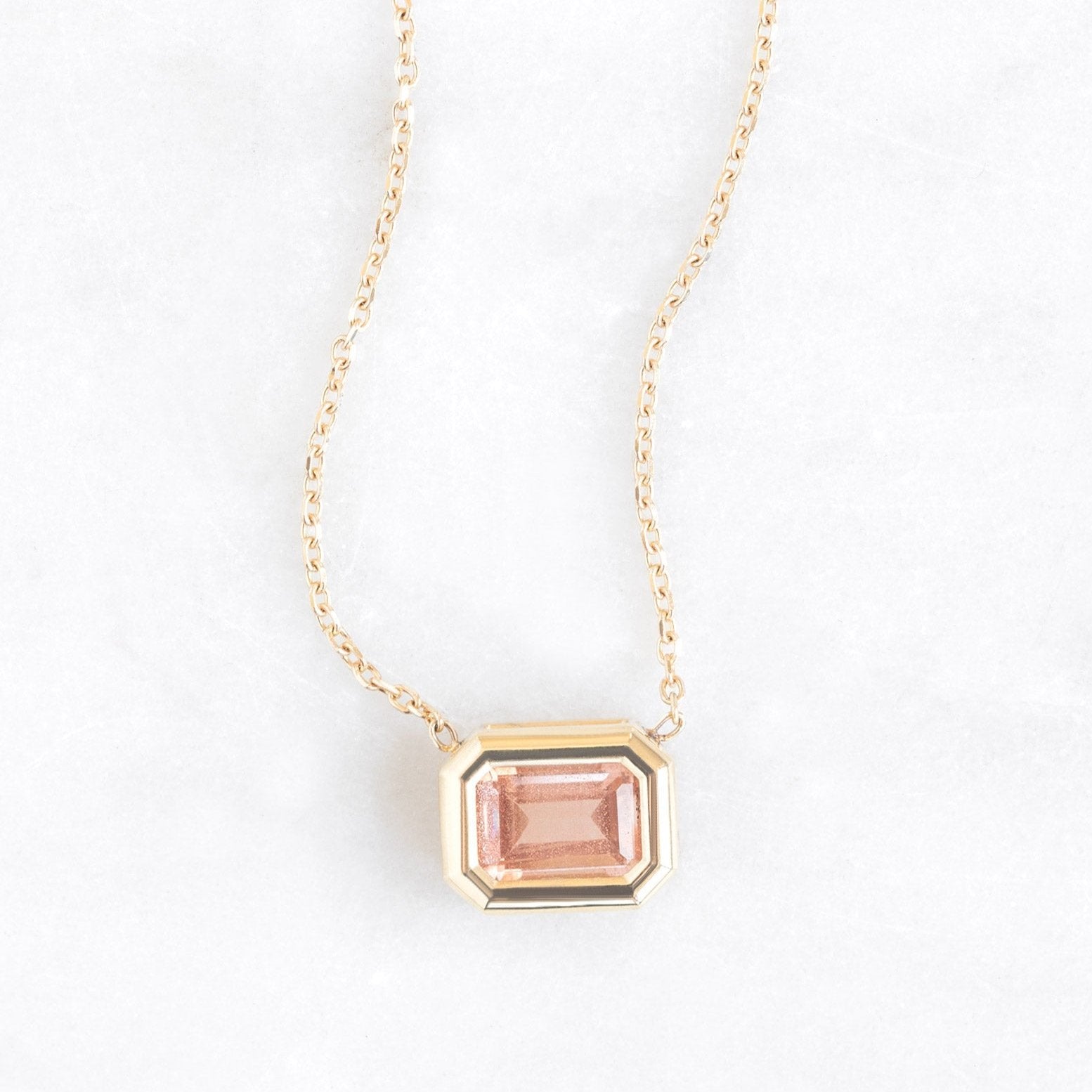 The Emerald-Cut Sunstone Necklace | Yellow Gold