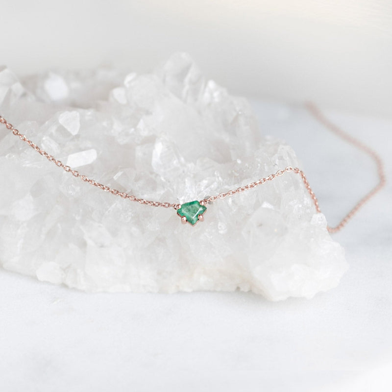 The Geometric Emerald Necklace 10K Rose Gold Alexis Russell