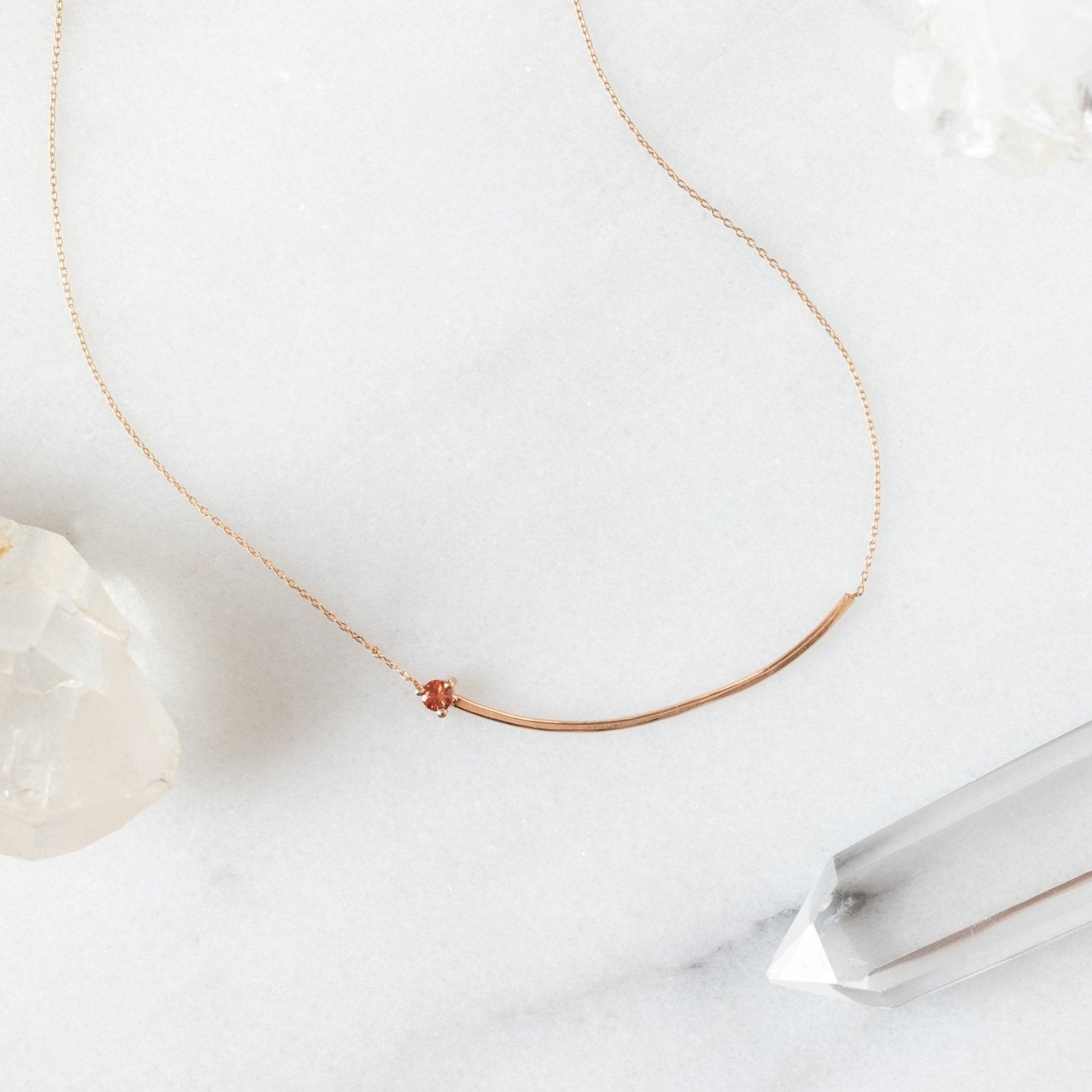The Sunstone Gemstone Arc Necklace | Yellow, Rose or White Gold