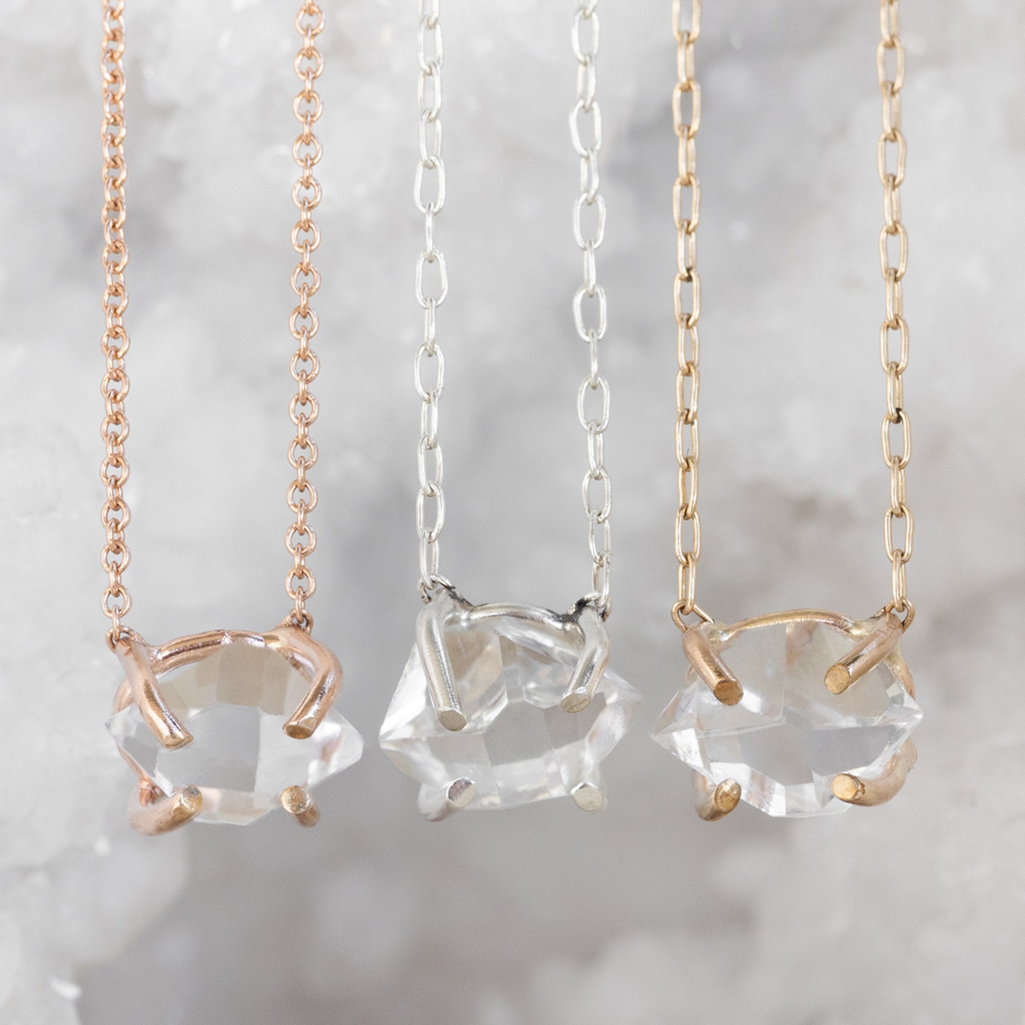 Alexis Russell Necklaces The Herkimer Diamond Necklace | Yellow, Rose or Sterling Silver