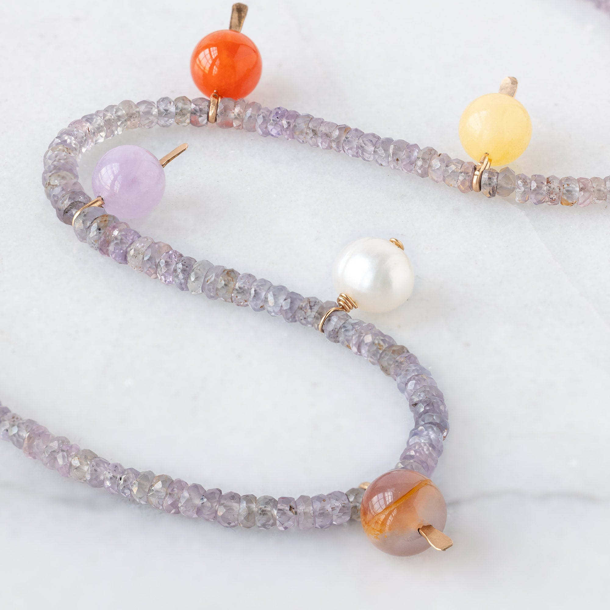 Alexis Russell  Necklaces Lavender Sapphire Gumball Beaded Necklace | Yellow Gold