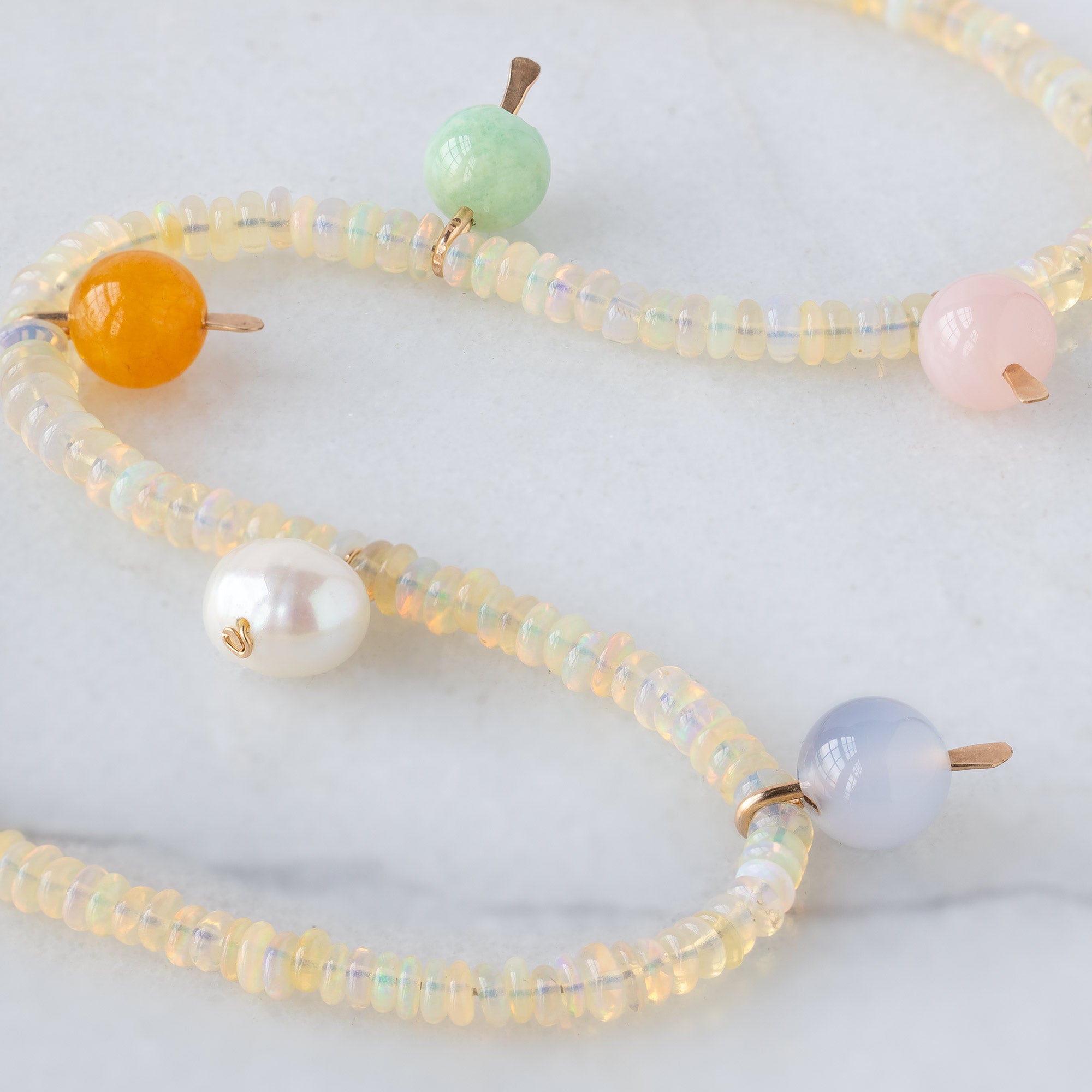 Alexis Russell  Necklaces Opal Gumball Beaded Necklace | Yellow Gold