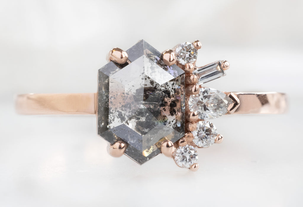 One-of-a-Kind Salt and Pepper Diamond Cluster Ring