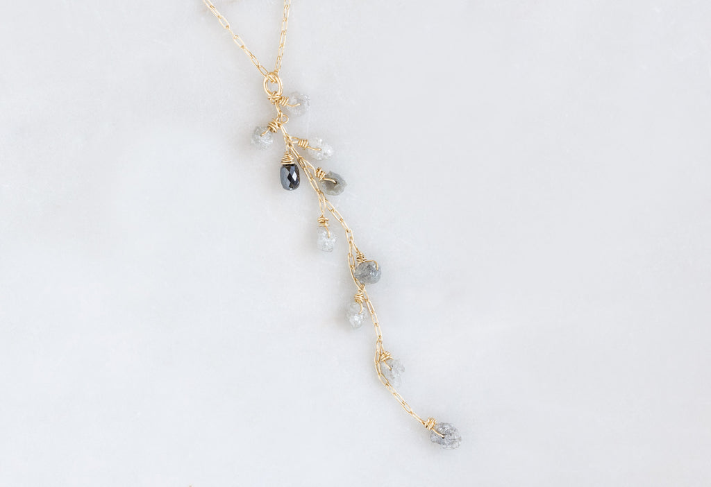 Rough Diamond Cascade Necklace Close Up