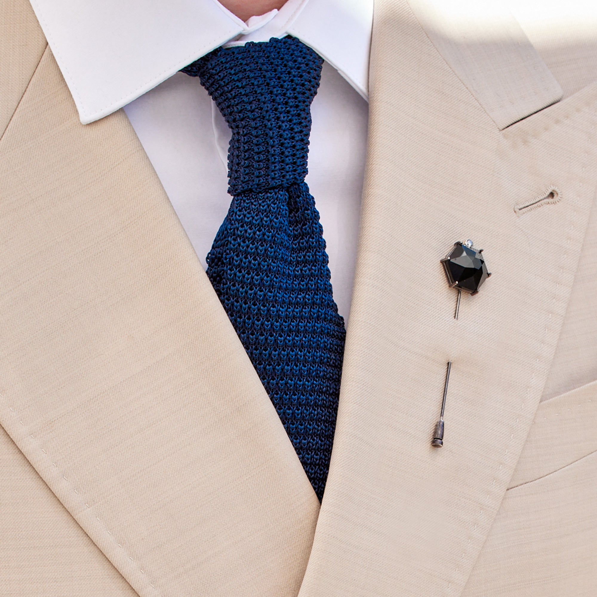 The Onyx & Diamond Lapel Pin | Oxidized Sterling Silver