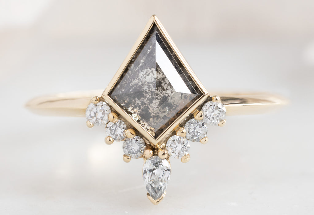 The Aster Ring with a Kite-Shaped Salt and Pepper Diamond