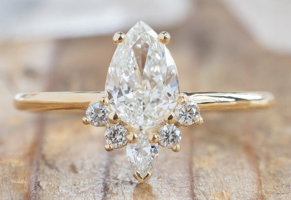 Alexis Russell - The Aster Ring with A Pear-Cut White Diamond