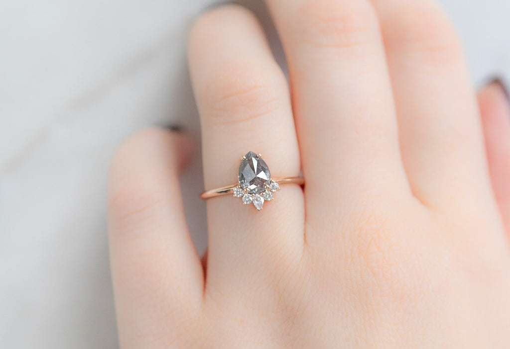 The Aster Ring with a Rose-Cut Salt and Pepper Diamond on Model