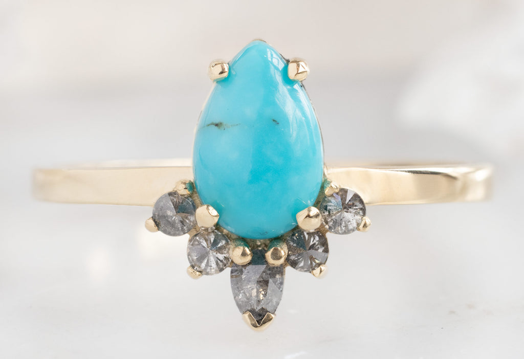 The Aster Ring with a Sleeping Beauty Pear Shaped Turquoise