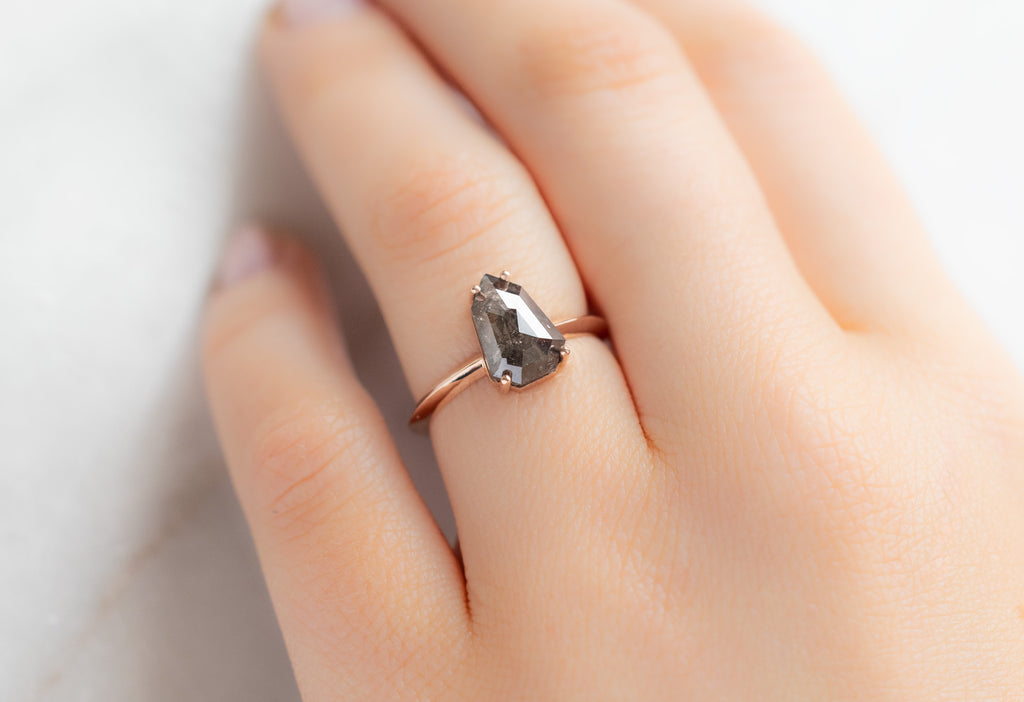 The Bryn Ring with a Black Geometric Diamond on Model