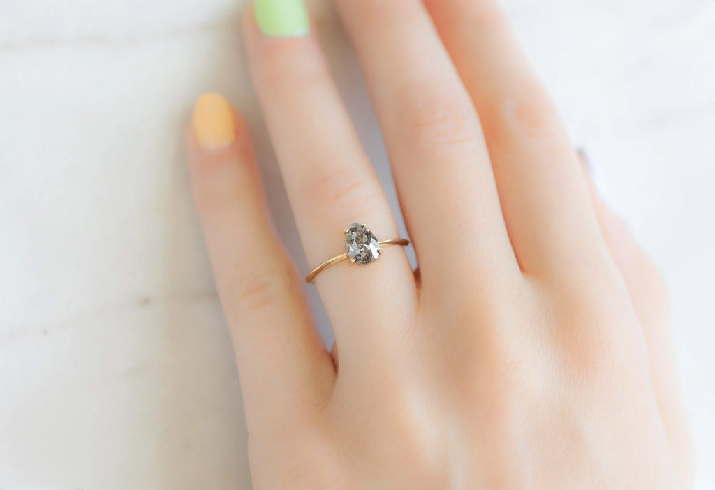 The Bryn Ring with a Rose-Cut Salt and Pepper Diamond