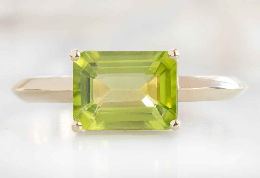 The Bryn Ring with an Emerald-Cut Peridot