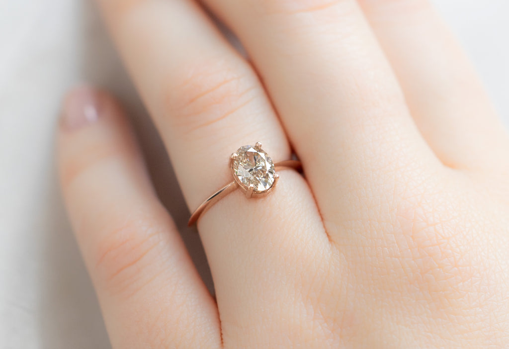 The Bryn Ring with an Oval-Cut Champagne Diamond on Model
