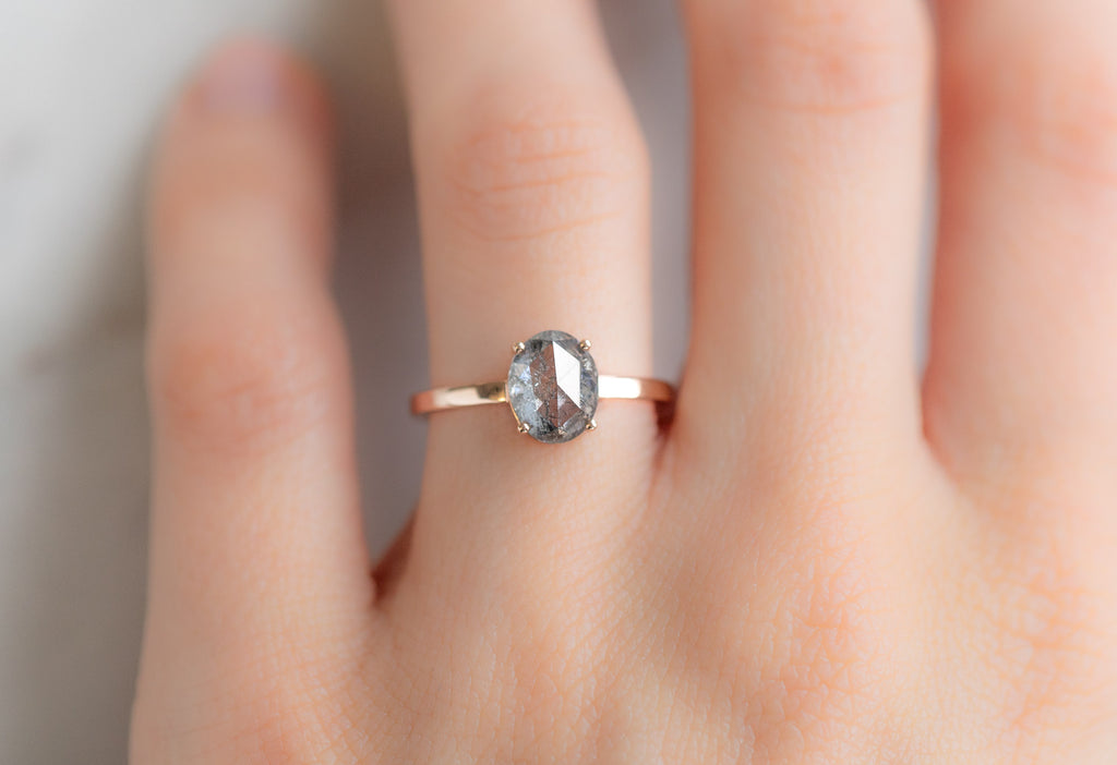 The Bryn Ring with an Oval-Cut Salt and Pepper Diamond on Model