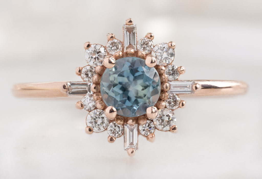 The Compass Ring with a Round Montana Sapphire
