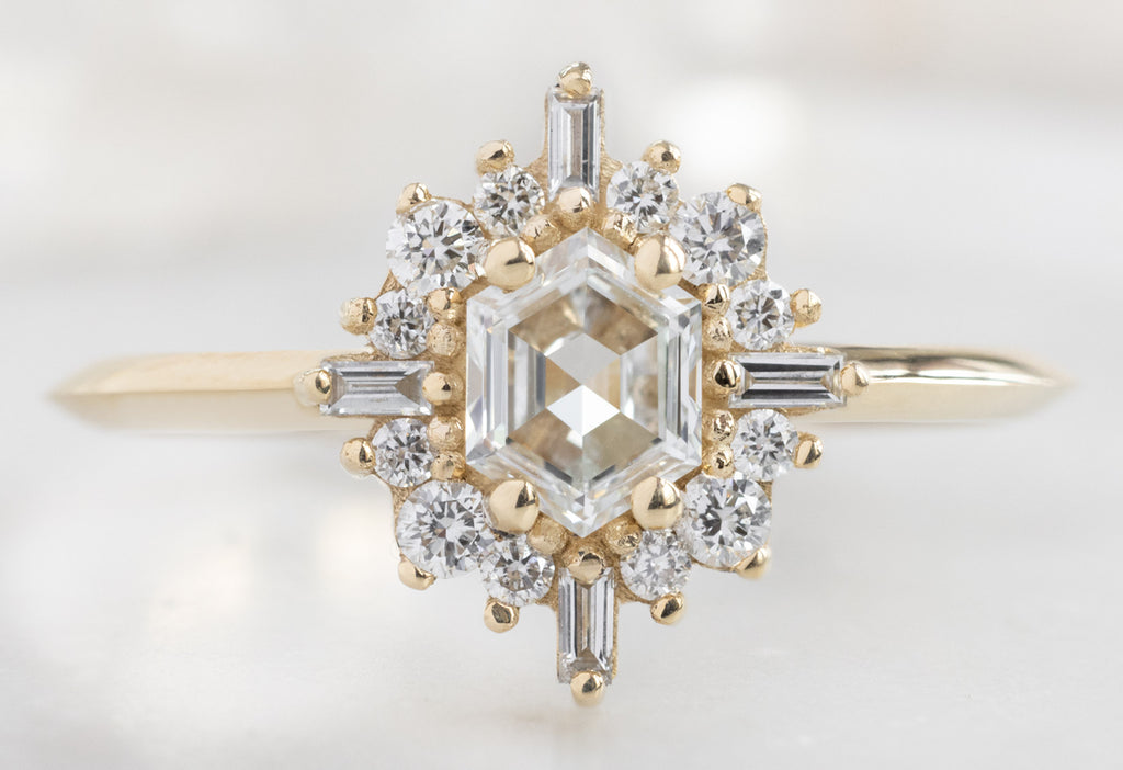 The Compass Ring with a White Hexagon Diamond