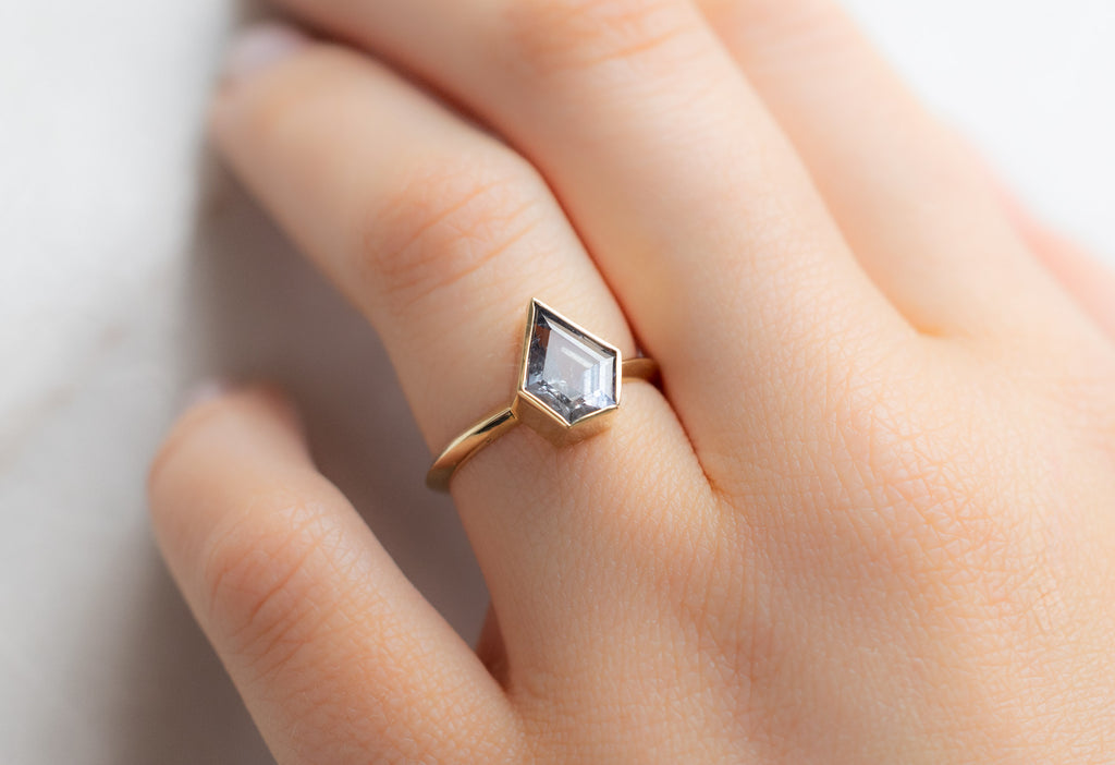 The Hazel Ring with a Shield-Cut Sapphire