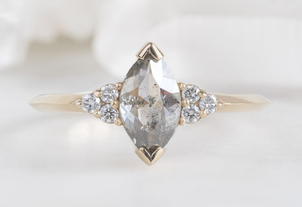 The Ivy Ring with a Marquise-Cut Salt and Pepper Diamond