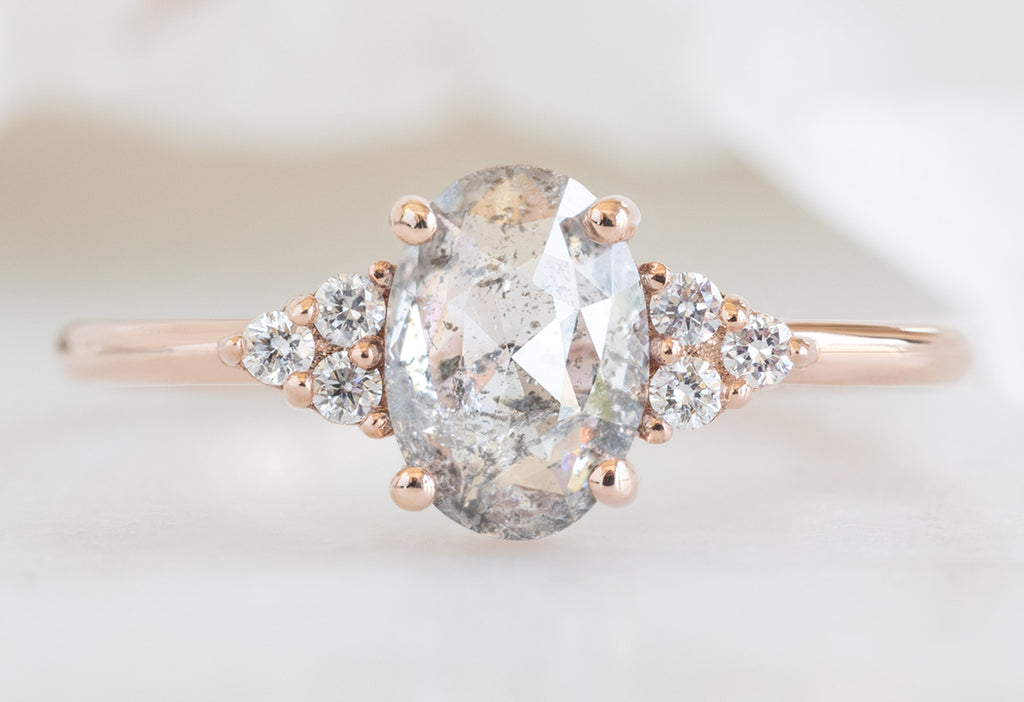 The Ivy Ring with an Oval-Cut Salt and Pepper Diamond