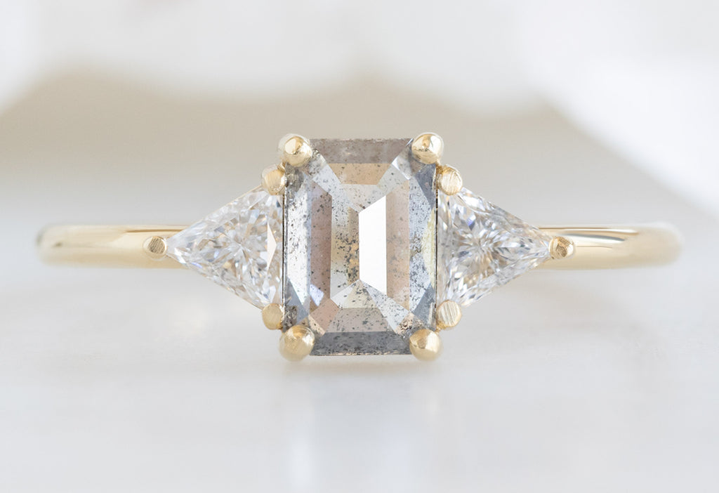 The Jade Ring with an Emerald-Cut Salt and Pepper Diamond