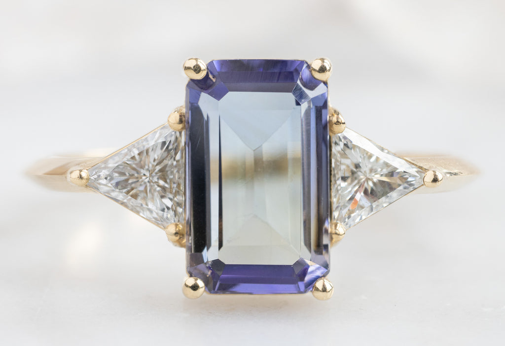 The Jade Ring with an Emerald-Cut Tanzanite