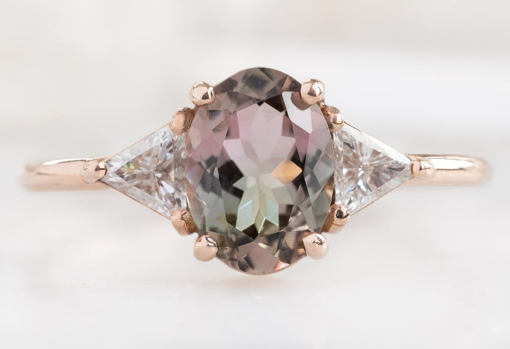 The Jade Ring with an Oval-Cut Bi-Color Tourmaline