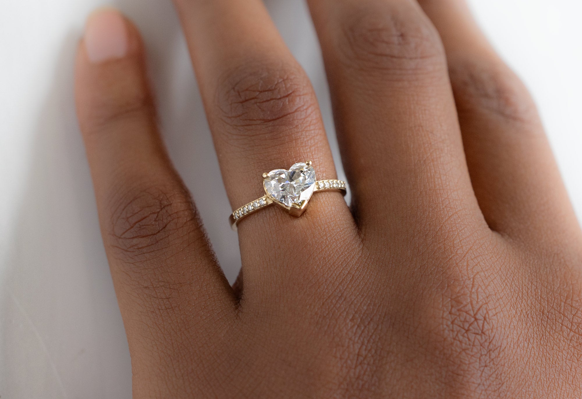 The Willow Ring with a Heart-Shaped Lab Grown Diamond on Model