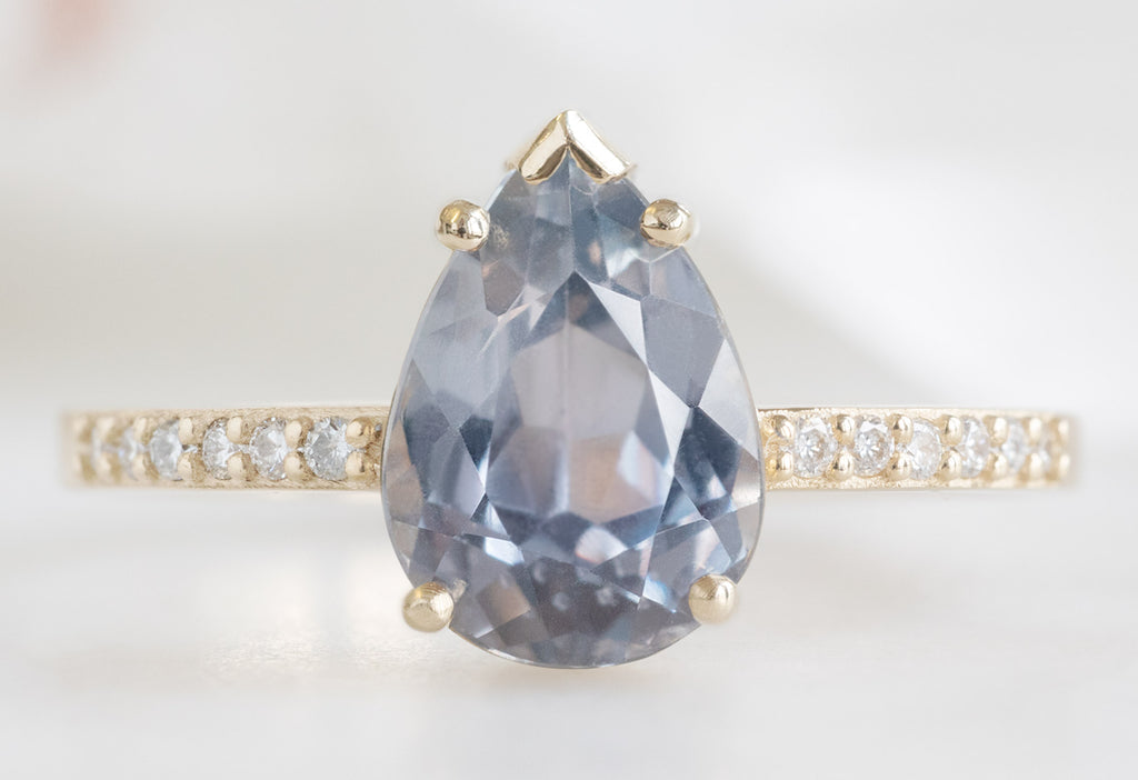 The Willow Ring with a Pear-Cut Lavender Sapphire