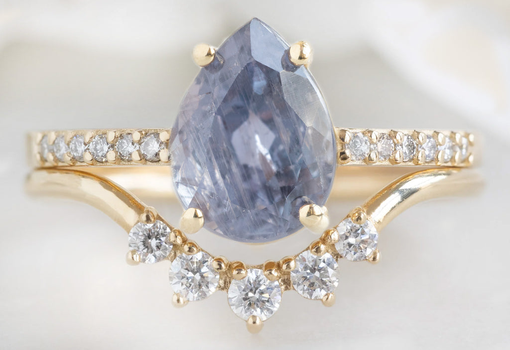 The Willow Ring with a Pear-Cut Violet Sapphire
