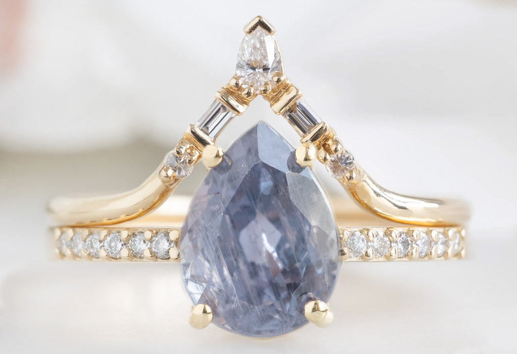 The Willow Ring with a Pear-Cut Violet Sapphire