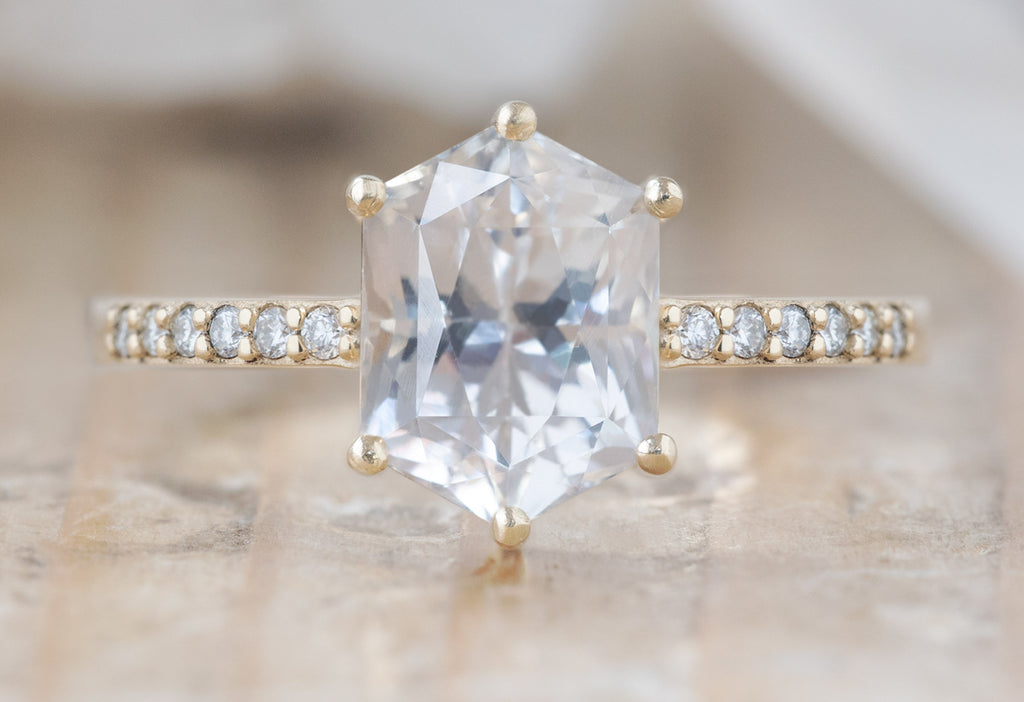 The Willow Ring with a Sapphire Hexagon