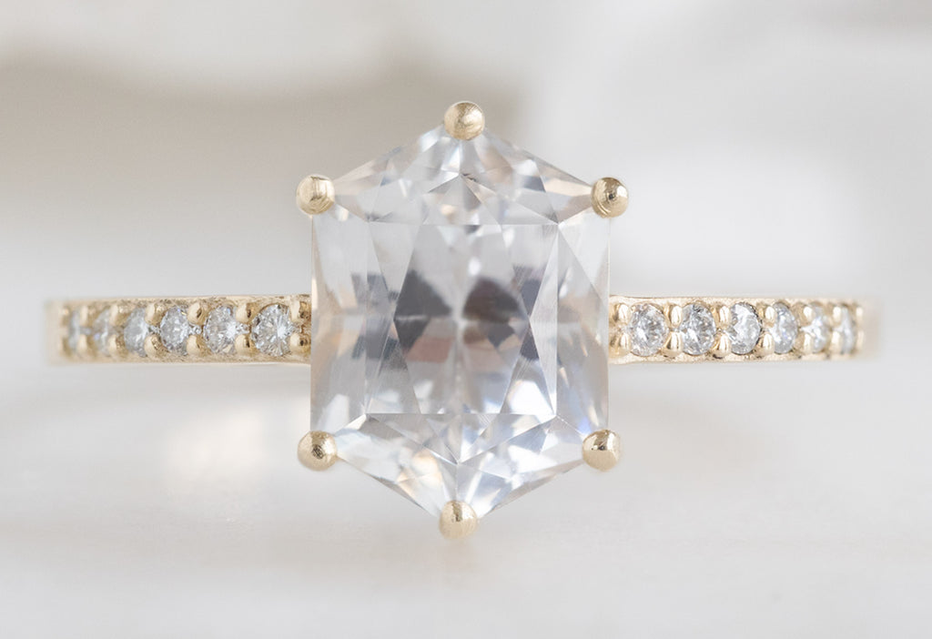 The Willow Ring with a Sapphire Hexagon