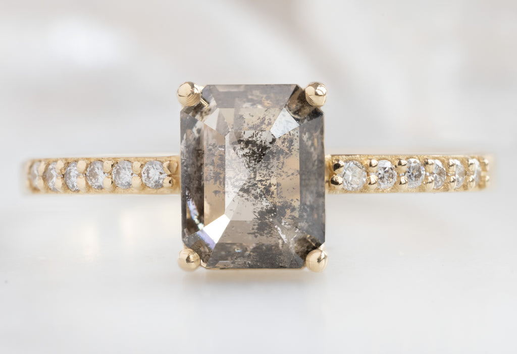 The Willow Ring with an Emerald-Cut Salt and Pepper Diamond