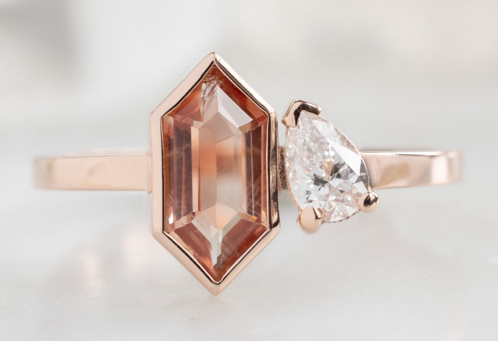 The You & Me Ring with a Sunstone + White Diamond