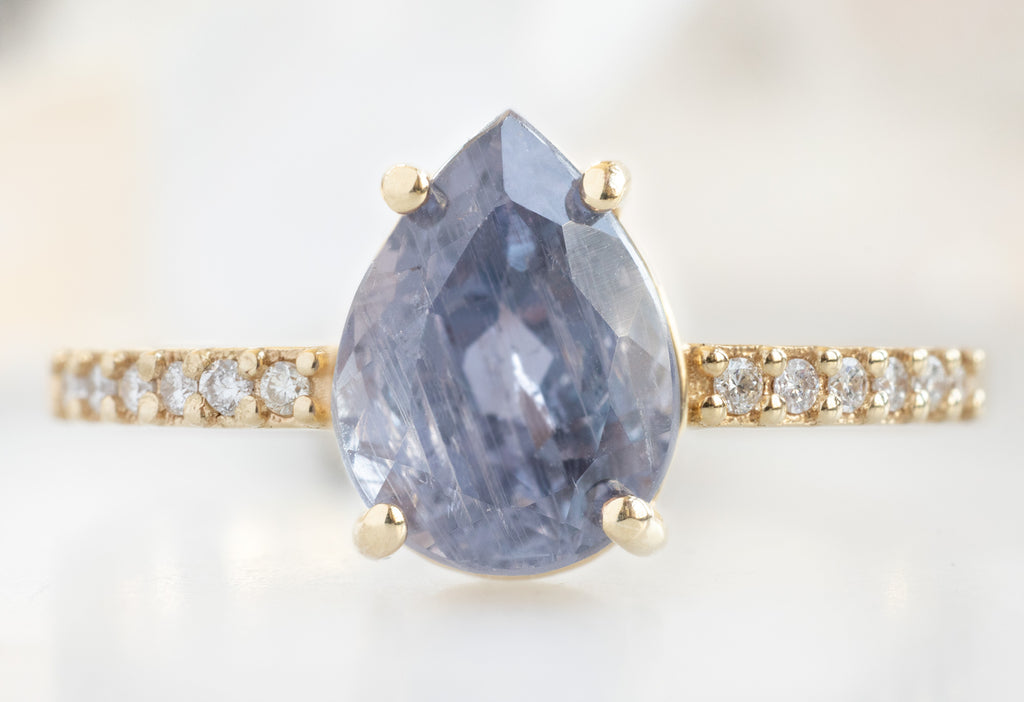 The Willow Ring with a Pear-Cut Violet Sapphire