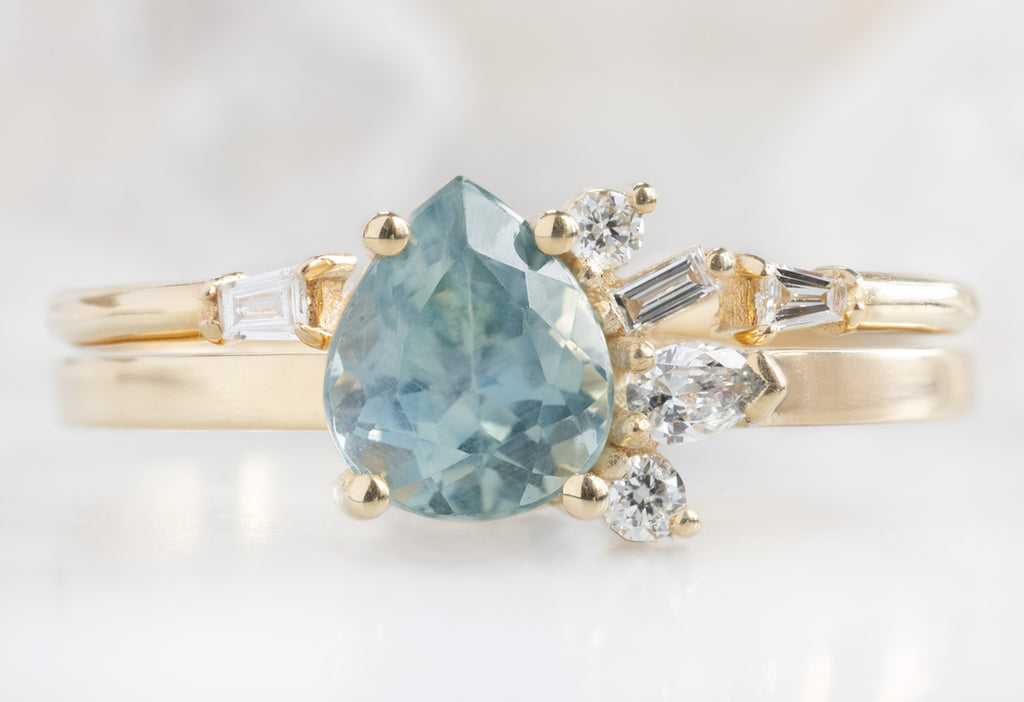 One of a Kind Sapphire & White Diamond Cluster Ring