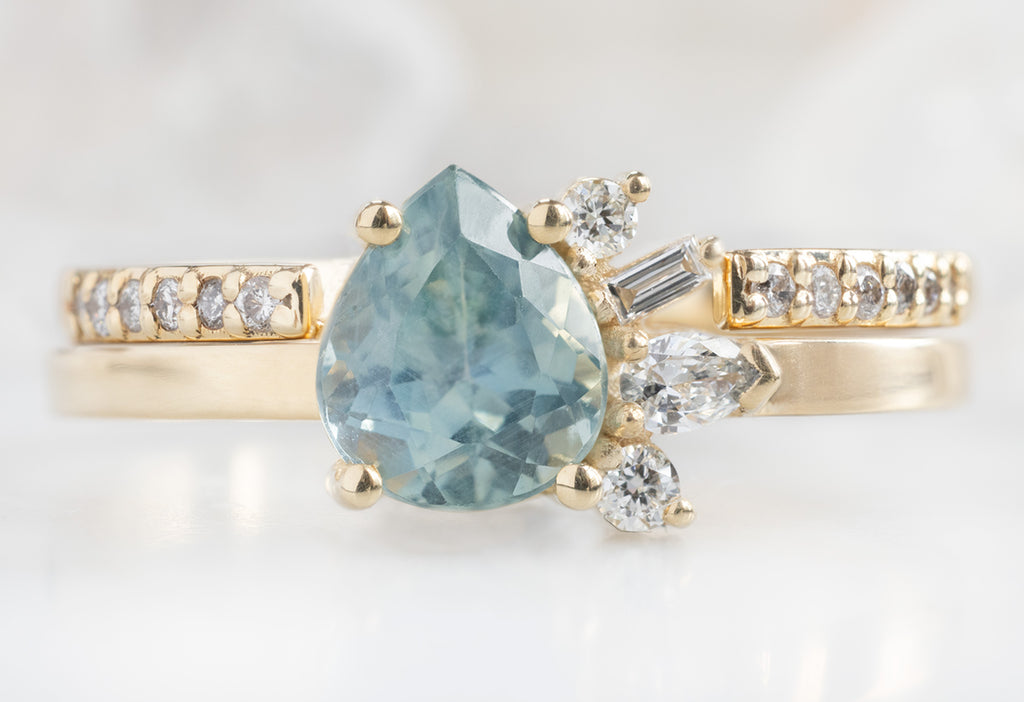 One of a Kind Sapphire & White Diamond Cluster Ring