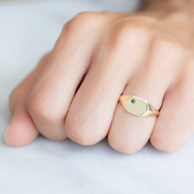 Hexagon signet ring hotsell
