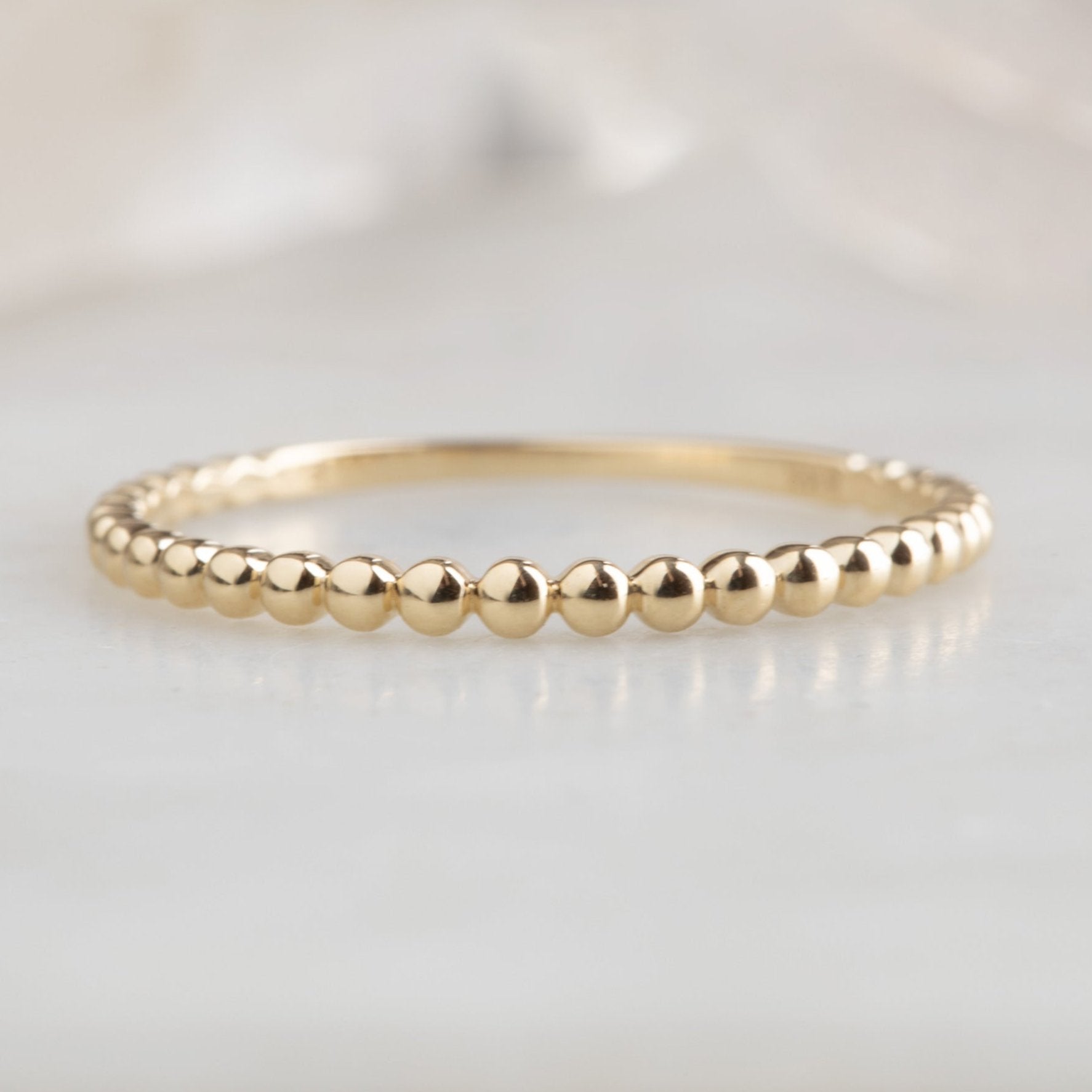 The Gold Beaded Stacking Band | Yellow, Rose or White Gold