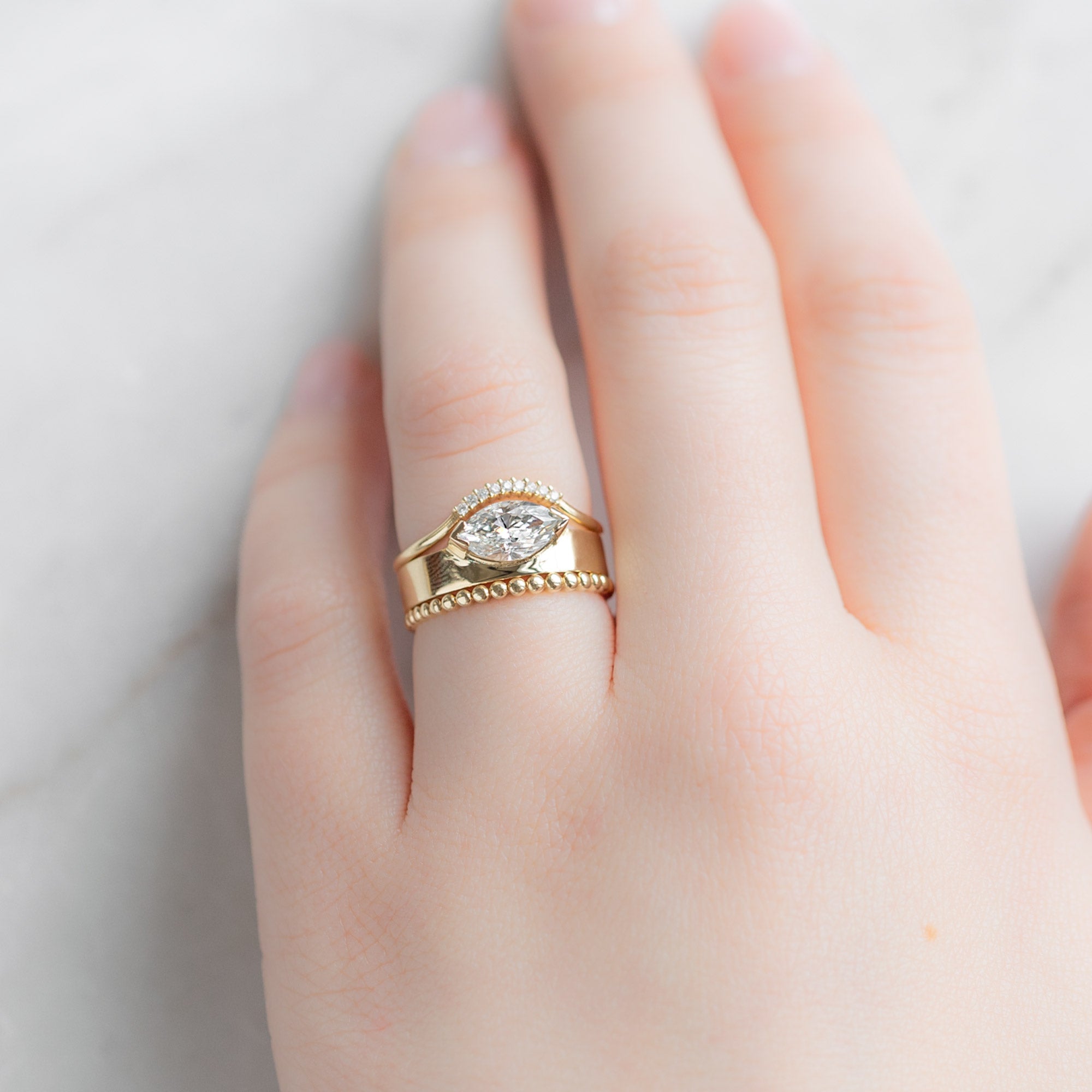 The Gold Beaded Stacking Band | Yellow, Rose or White Gold