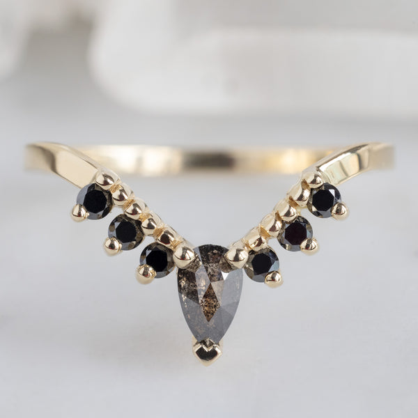 Alexis Russell Wedding Bands Black Diamond Sunburst Stacking Band | Yellow, Rose or White Gold