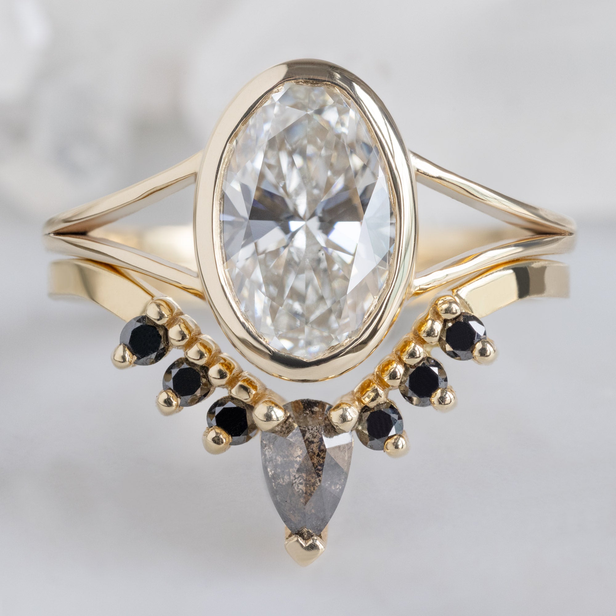 Alexis Russell Wedding Bands Black Diamond Sunburst Stacking Band | Yellow, Rose or White Gold