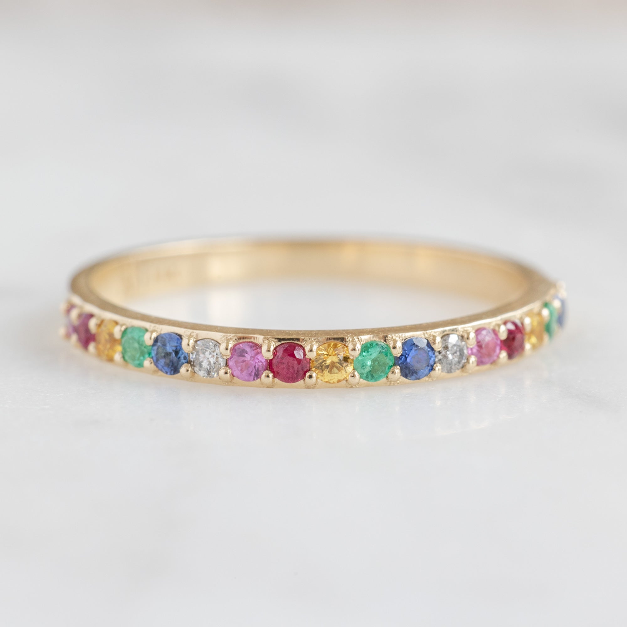 Alexis Russell The Rainbow Sapphire Pave Eternity Band 14K or 18K Yellow Gold