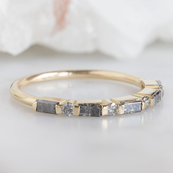 Alexis Russell  Wedding Bands The Luxe Baguette Salt and Pepper Diamond Eternity Band | Yellow, Rose or White Gold